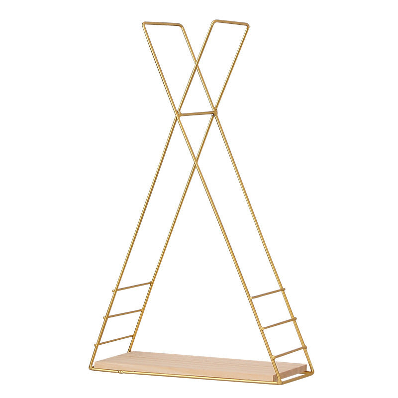 Étagère murale décorative triangulaire en fer perforé de style nordique