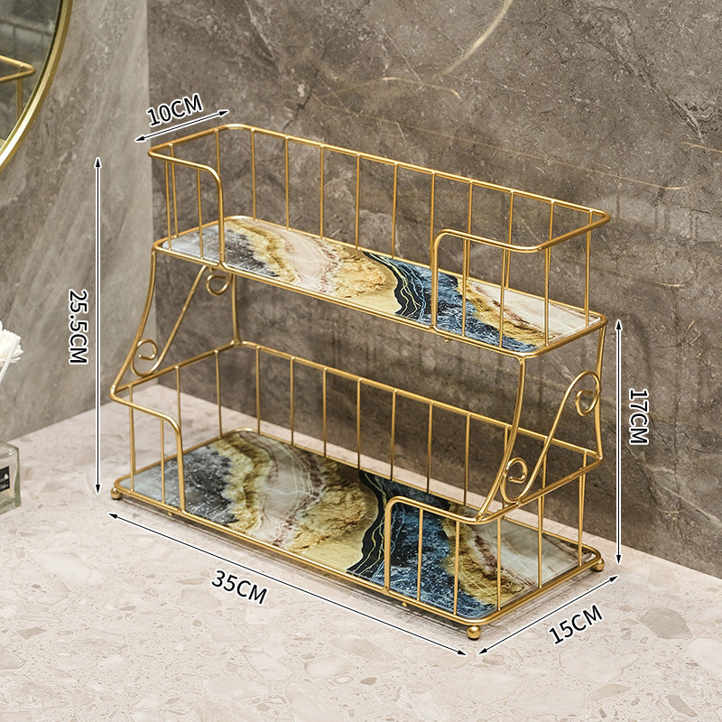 Étagère double niveaux en aluminium. Bathroom Shelves Shower Storage Basket Organizer.