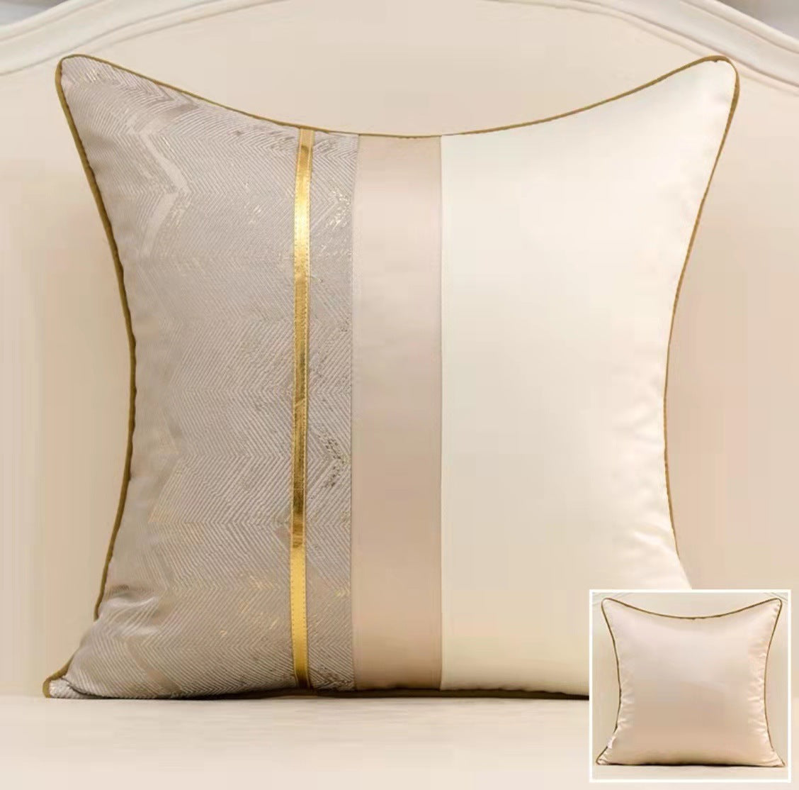 Housse de coussin de luxe en satin. Home Fashion Splicing Pillow Cover Room Decoration
