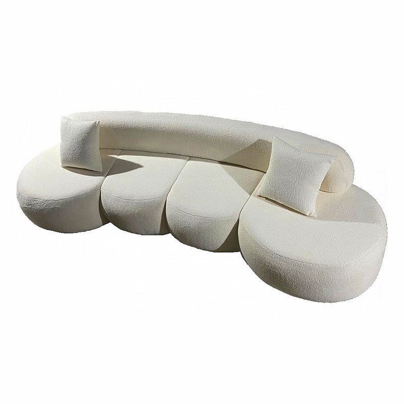 Canapé courbe en cachemire d'agneau. Curves Lamb Cashmere Fabric Sofa Living Room.