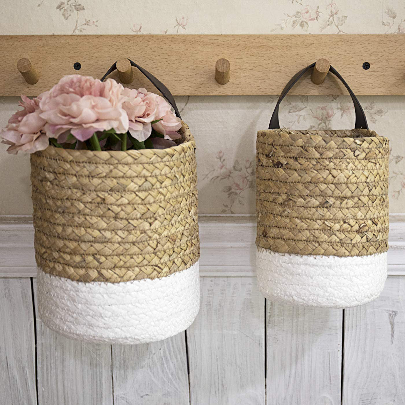 Panier suspendu tissé en osier pour plantes de jardin ou rangement pour chambre