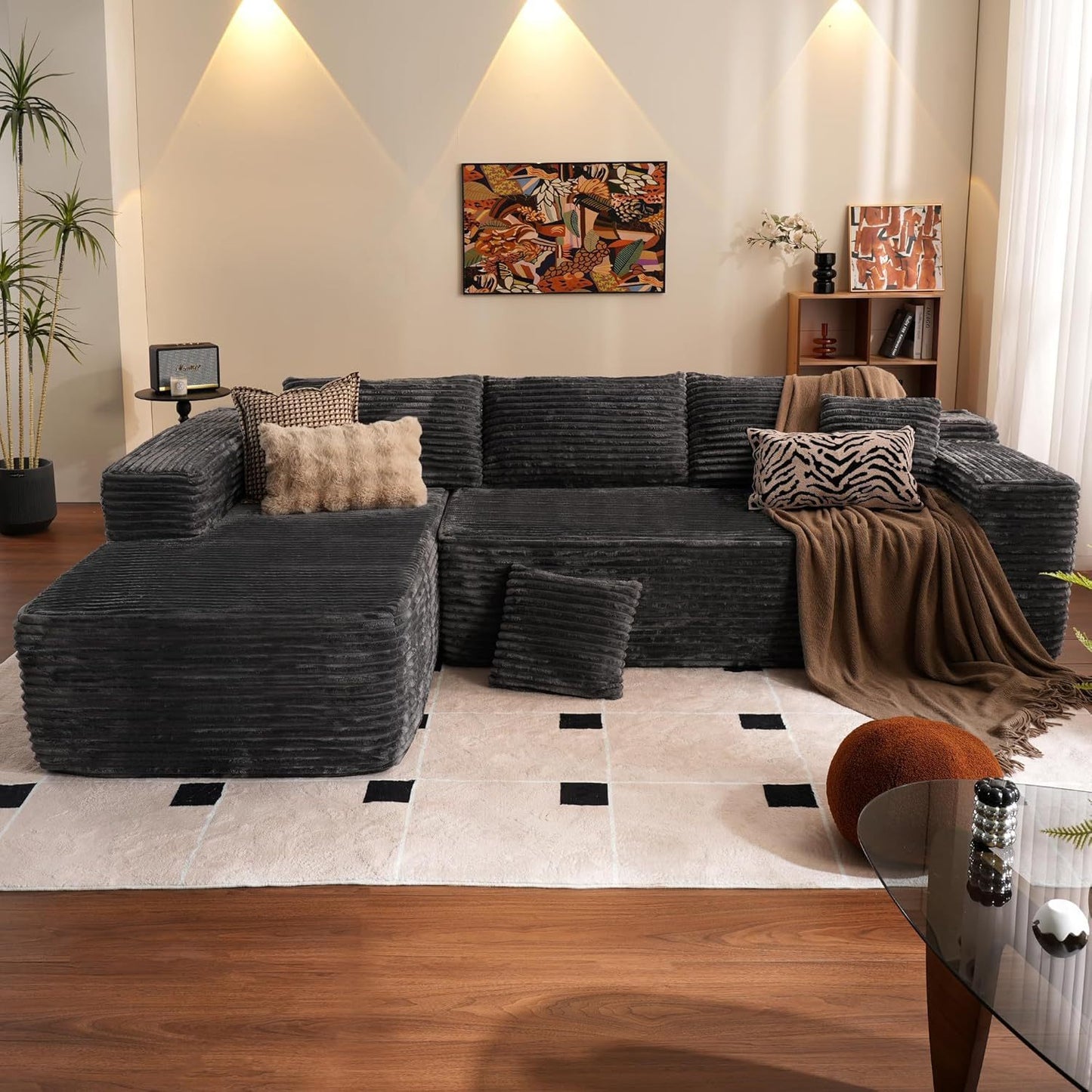 Sofa d'angle confortable. Sofa Minimalist Installation-free Modern Style Home Comfortable.