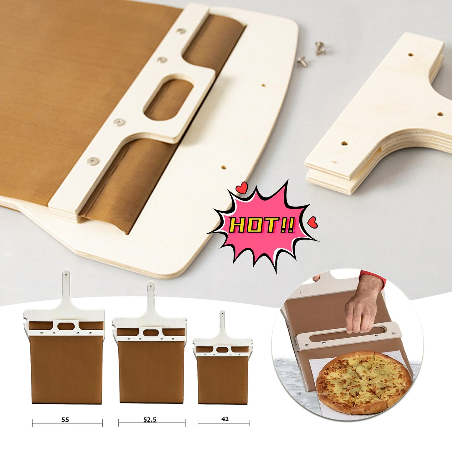 Sizes Sliding Pizza Peel Shovel Storage. Handle Transfer Pizza Kitchen Gadgets.