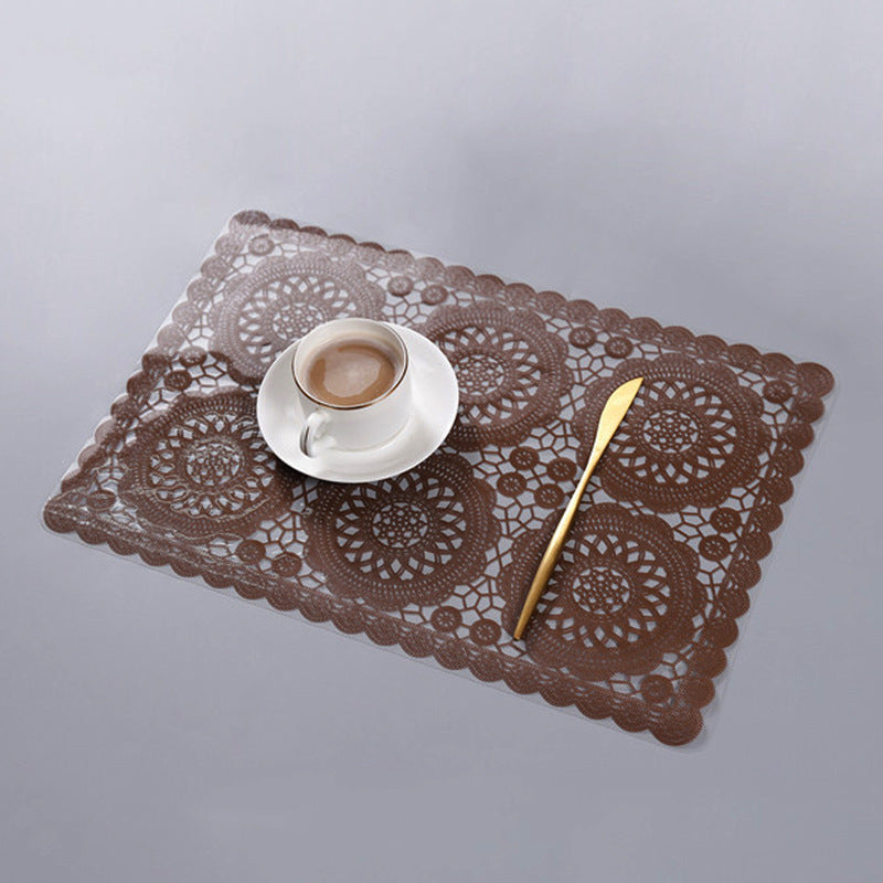 Round Lace Flower PVC Coaster Mat Placemats