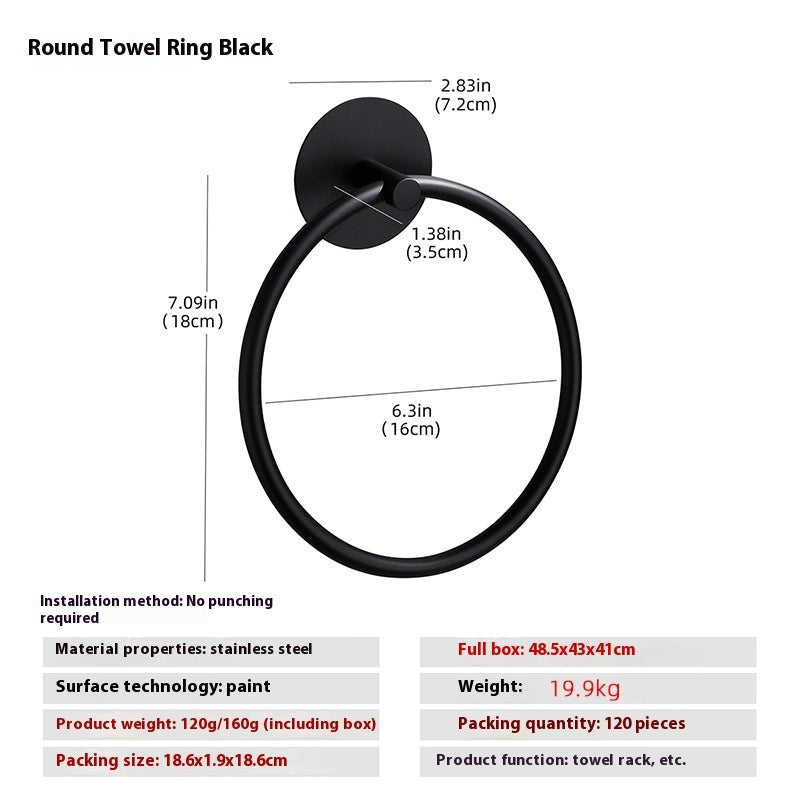 Anneau porte-serviettes de salle de bain en acier inoxydable sans perforation