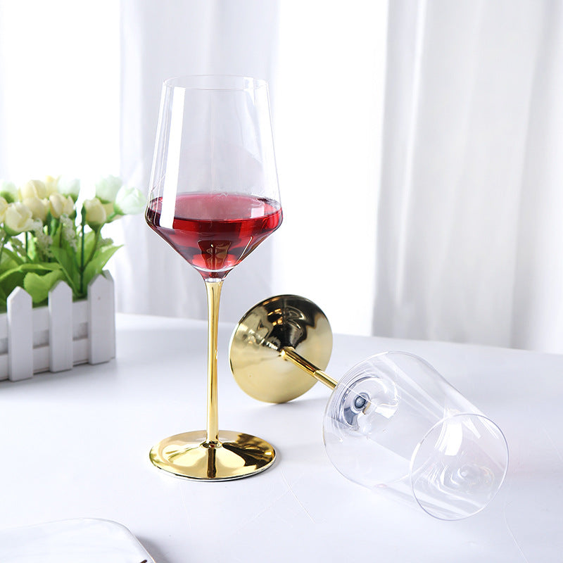Verre à Champagne/vin en crystal. Creative Gold Plated Red Wine Glass Household High-end Crystal Glass