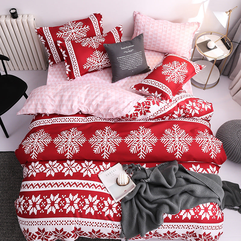 Parure 4 Pcs motifs imprimés. 4Pcs Floral Pattern Printed Duvet Cover Pillowcases Bedding Set