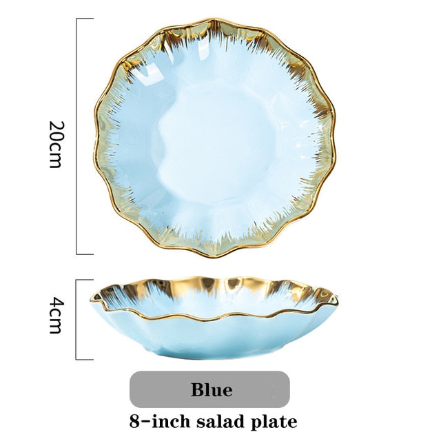 Plat luxueux en céramique. Ceramics Vegetable Fruit Salad Bowls And Plates.