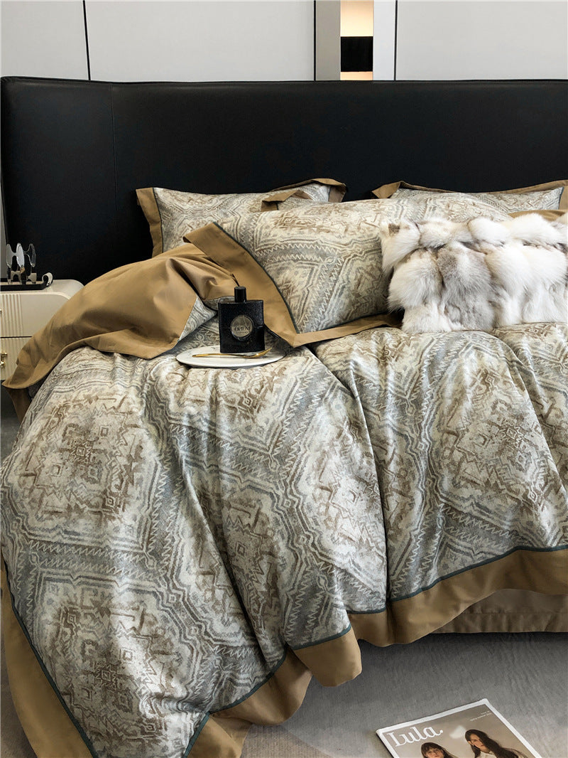 Parure de lit en coton imprimé, 4 pièces.