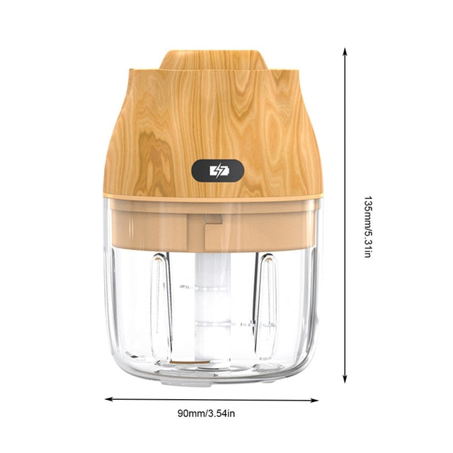Hachoir électrique mobile avec port USB. Electric Wood Grain Kitchen Chopper Mini USB