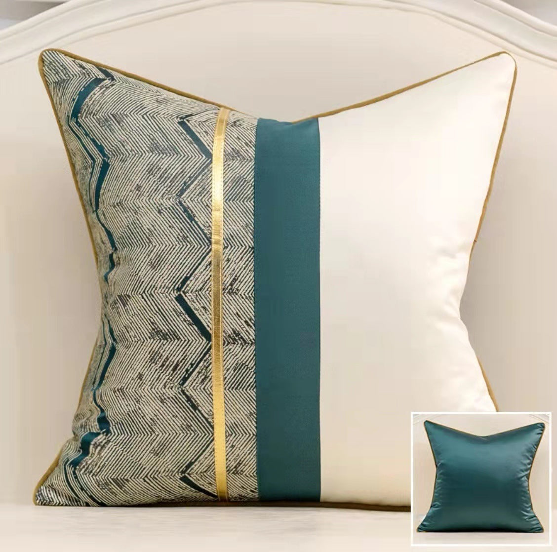 Housse de coussin de luxe en satin. Home Fashion Splicing Pillow Cover Room Decoration