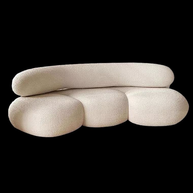 Canapé courbe en cachemire d'agneau. Curves Lamb Cashmere Fabric Sofa Living Room.