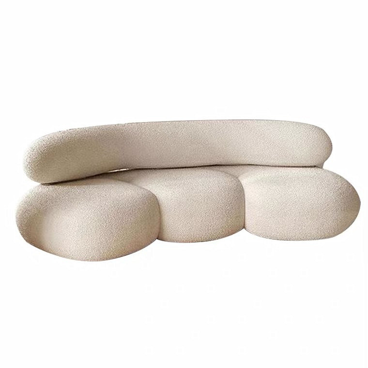 Canapé courbe en cachemire d'agneau. Curves Lamb Cashmere Fabric Sofa Living Room.