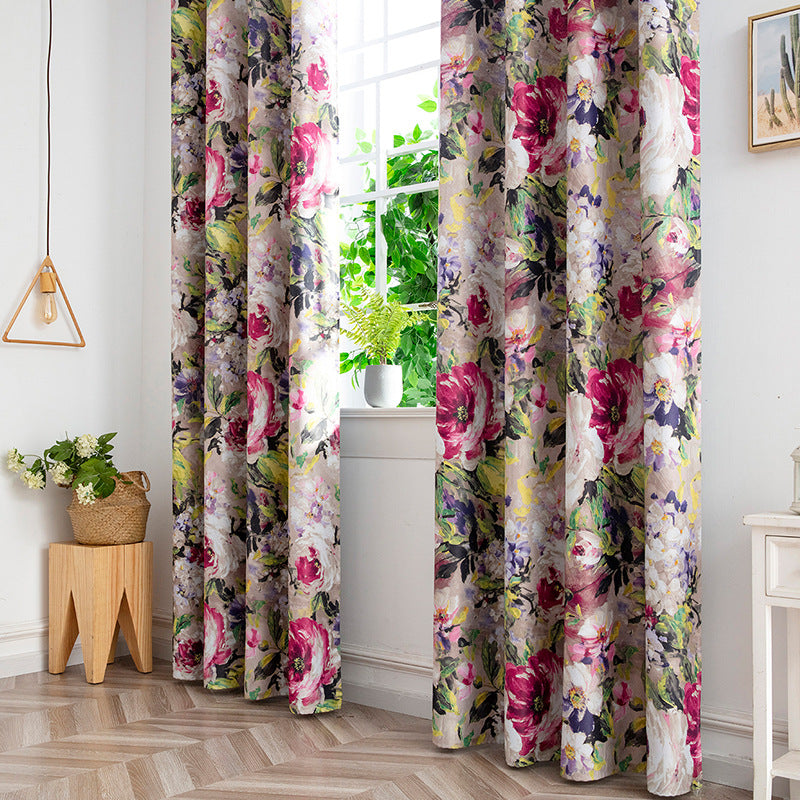 Rideau fleuris épais. Indoor Living Room Printing Shading Curtain.