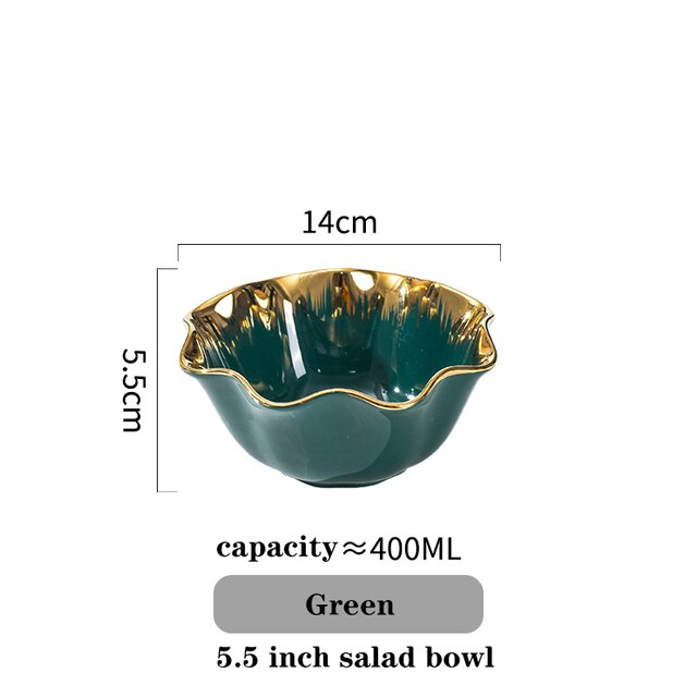 Plat luxueux en céramique. Ceramics Vegetable Fruit Salad Bowls And Plates.