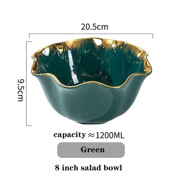 Plat luxueux en céramique. Ceramics Vegetable Fruit Salad Bowls And Plates.