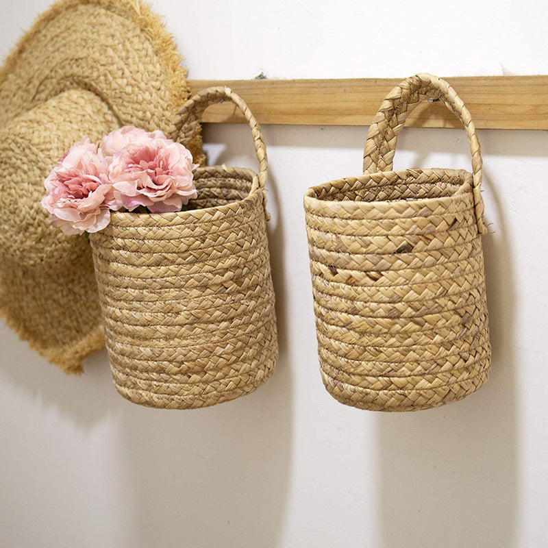 Panier suspendu tissé en osier pour plantes de jardin ou rangement pour chambre