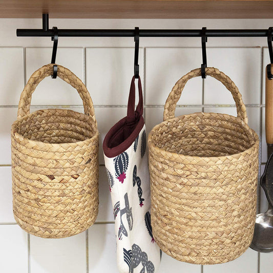 Panier suspendu tissé en osier pour plantes de jardin ou rangement pour chambre