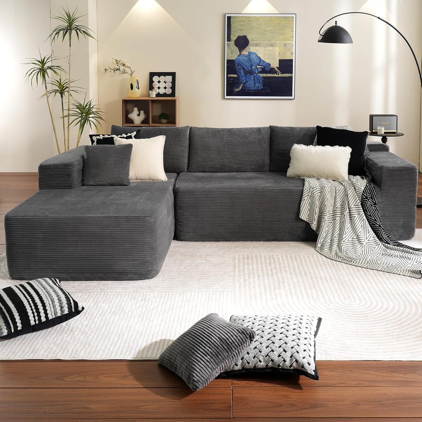 Sofa d'angle confortable. Sofa Minimalist Installation-free Modern Style Home Comfortable.