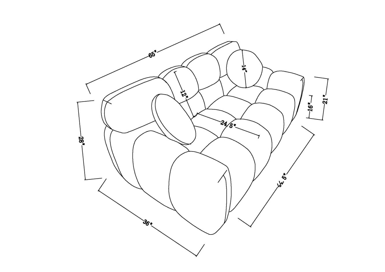 64.96 Length ,35.83inch Deepth, For USA People only, Marshmallow Sofa,loop Sofa ,2 Seater, BEIGE BUCKLE