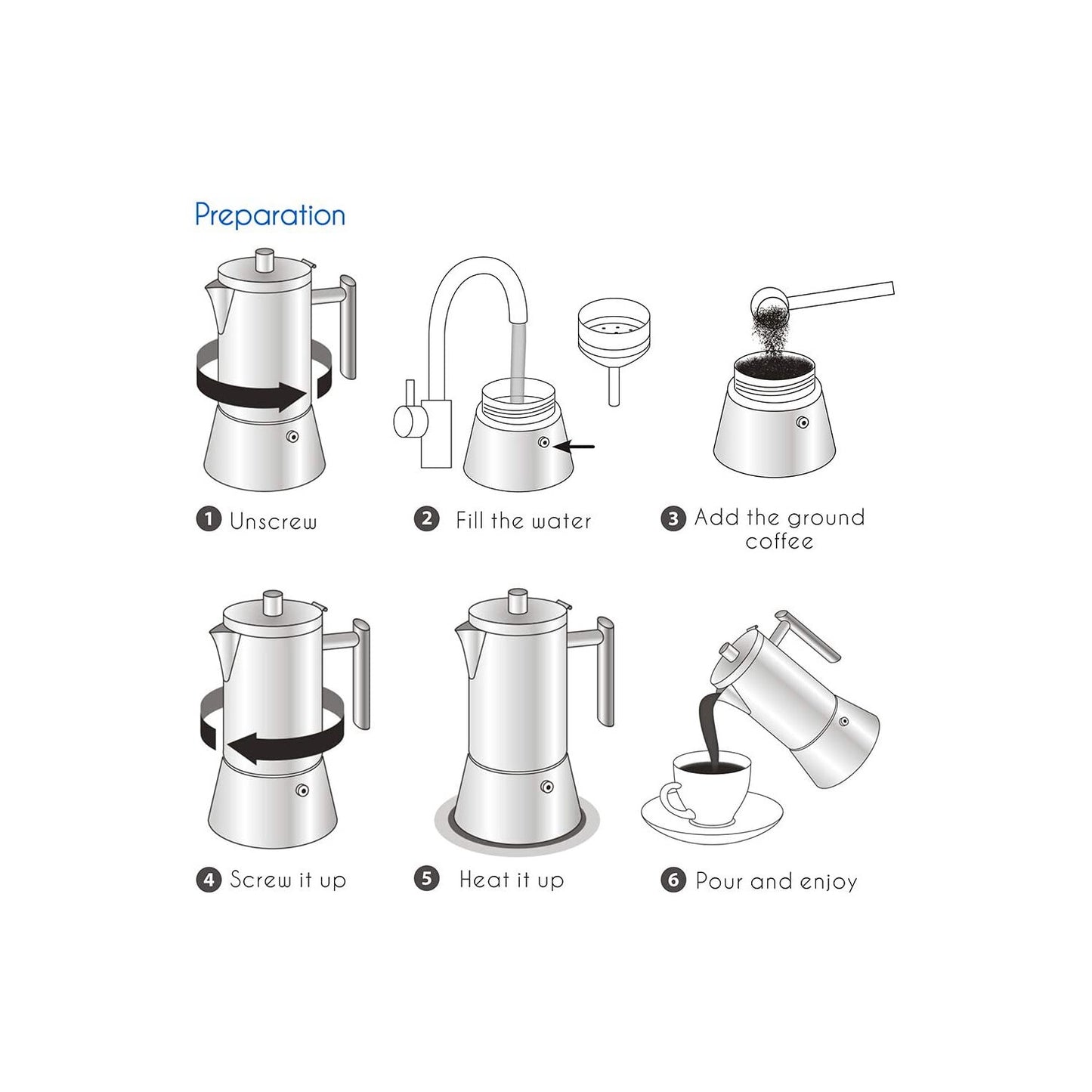 Cafetière en acier inoxydable de qualité. Stainless Steel Espresso Coffee