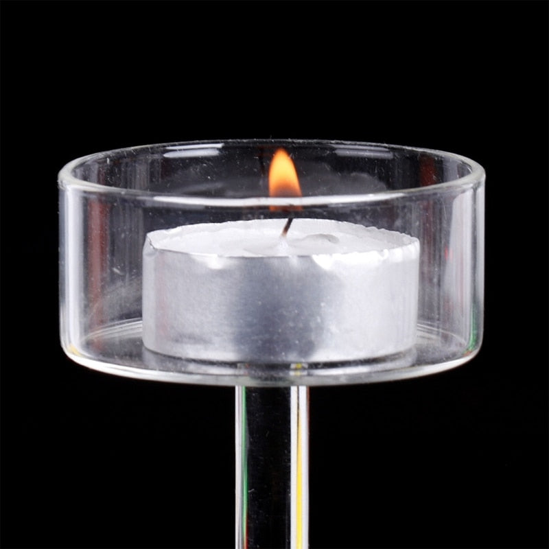 Set 3 High Glass Candle Holder Transparent.