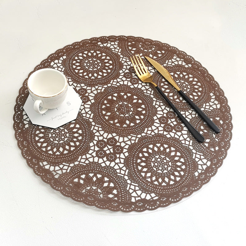 Round Lace Flower PVC Coaster Mat Placemats