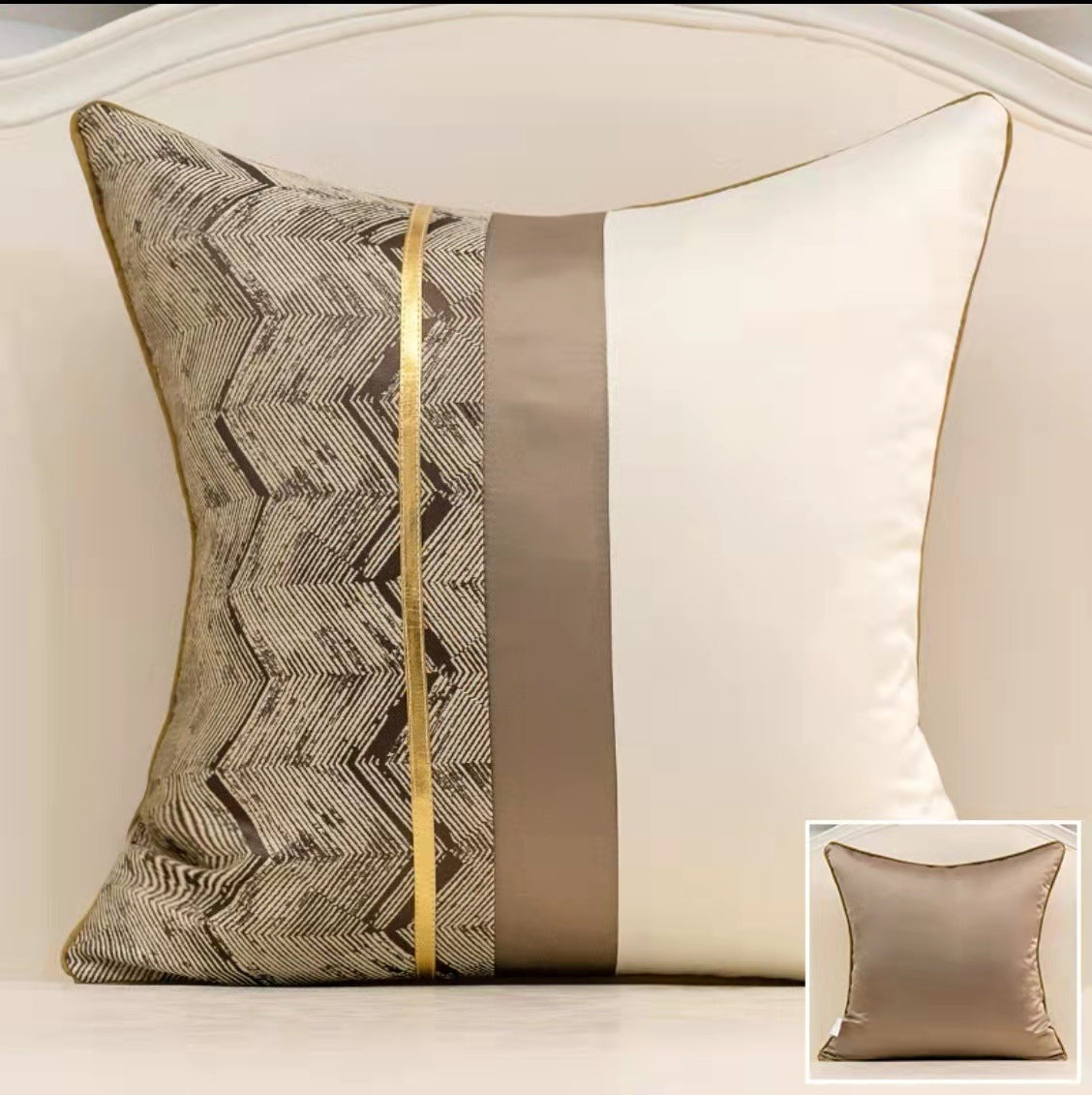 Housse de coussin de luxe en satin. Home Fashion Splicing Pillow Cover Room Decoration