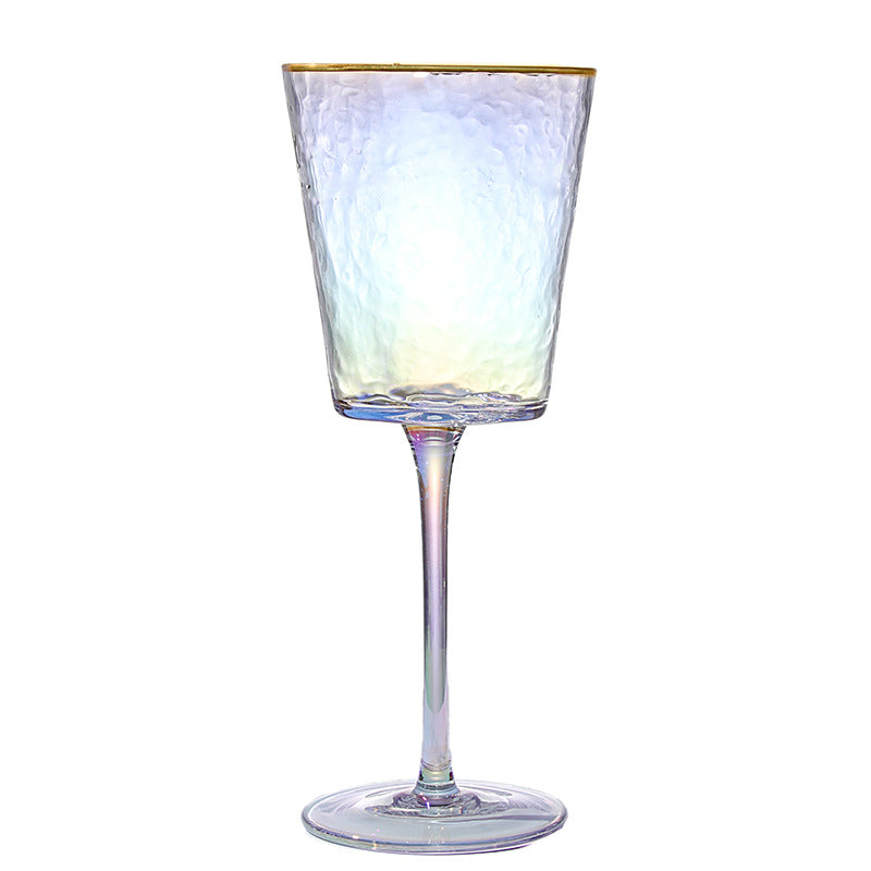 Verre à vin ou champagne en crystal. Creative Hammer Pattern With Gold Edge Pink Gray Crystal Glass.