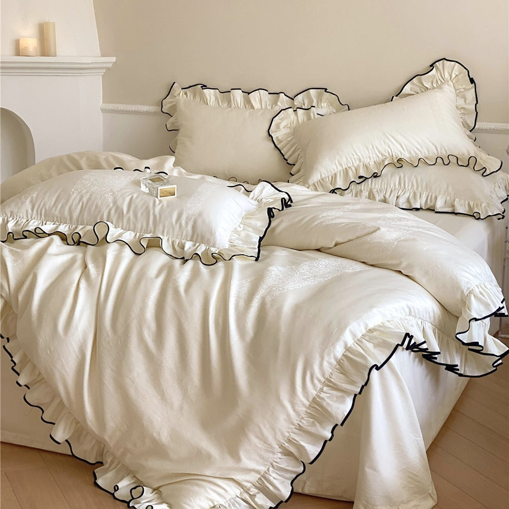 Parure de lit en coton à longues fibres français.