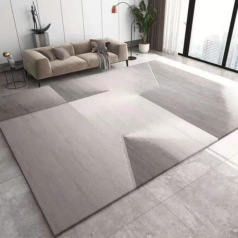 Tapis gris, formes géométriques, anti dérapant.