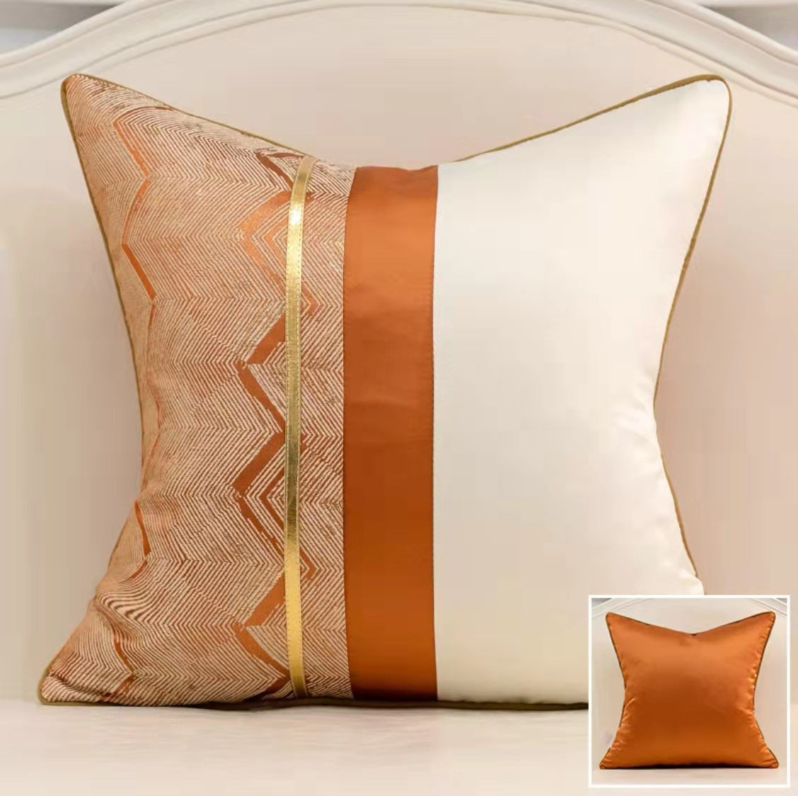 Housse de coussin de luxe en satin. Home Fashion Splicing Pillow Cover Room Decoration