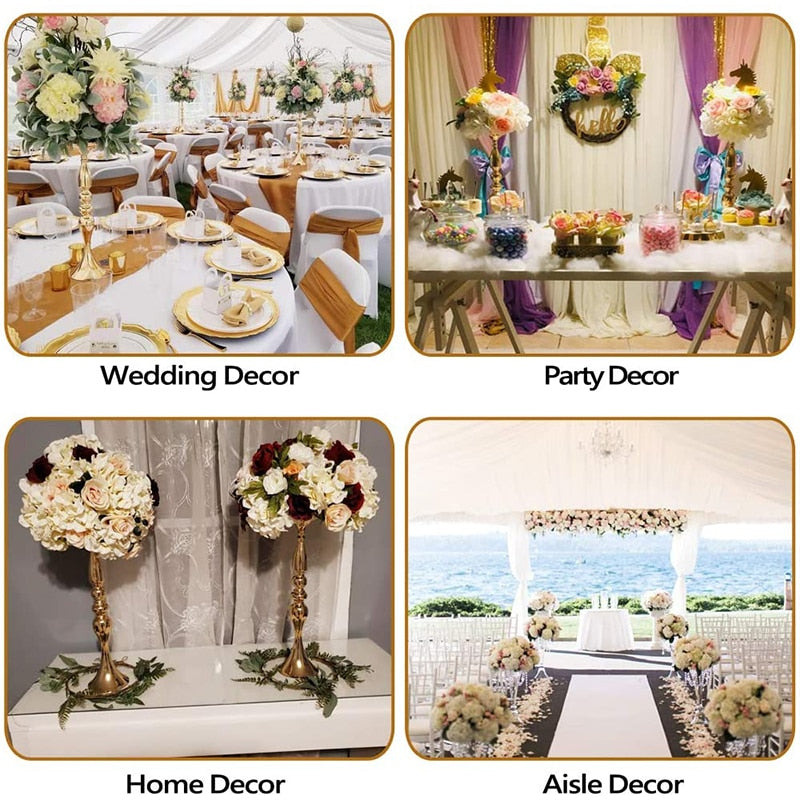 Centre de table pour réception. Centerpiece Flower Candle Holders Wedding Party Decoration.