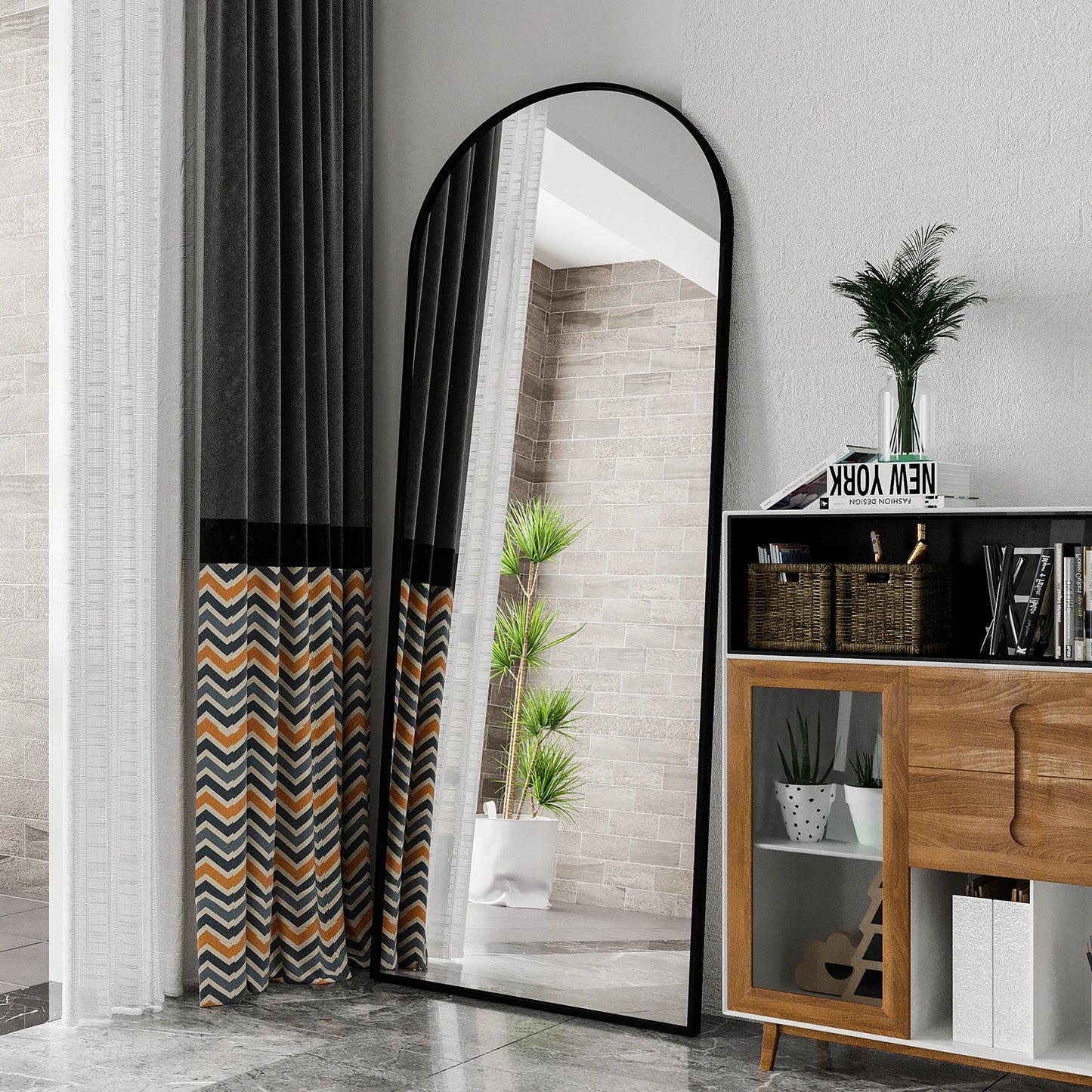 Miroir grande taille noir, 180x80cm en Aluminium.