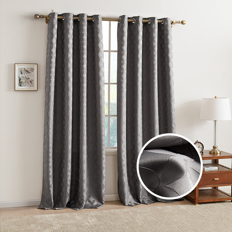 Rideau en jacquard gris foncé.  Dark Gray Bedroom Living Room Jacquard Blackout Window.