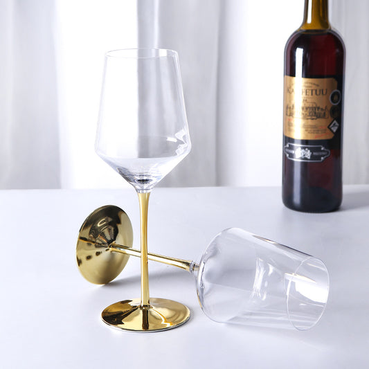 Verre à Champagne/vin en crystal. Creative Gold Plated Red Wine Glass Household High-end Crystal Glass