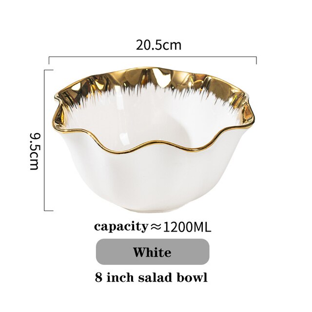 Plat luxueux en céramique. Ceramics Vegetable Fruit Salad Bowls And Plates.