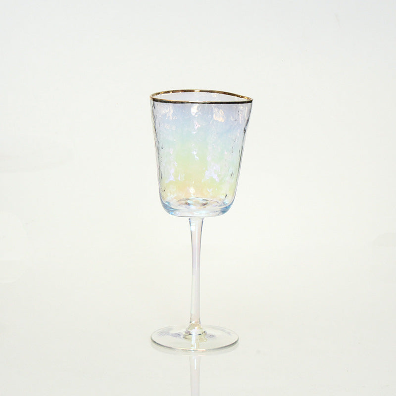 Verre à vin ou champagne en crystal. Creative Hammer Pattern With Gold Edge Pink Gray Crystal Glass.