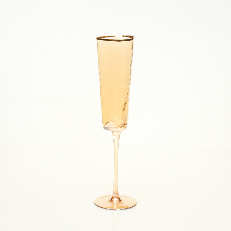 Verre à vin ou champagne en crystal. Creative Hammer Pattern With Gold Edge Pink Gray Crystal Glass.