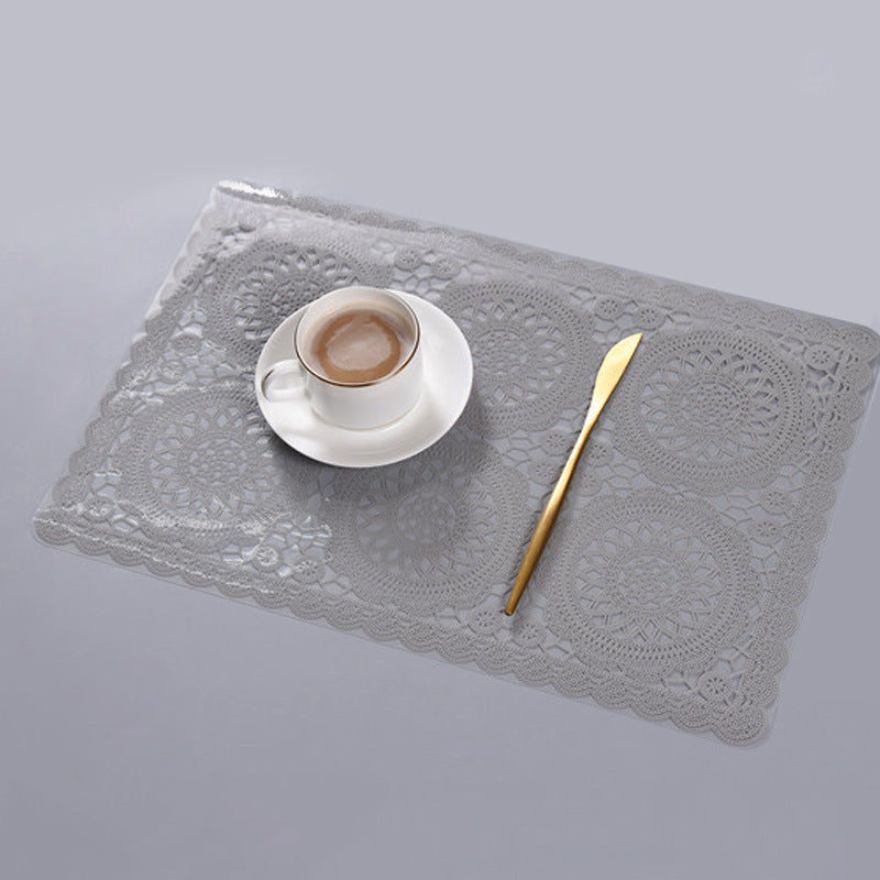 Round Lace Flower PVC Coaster Mat Placemats