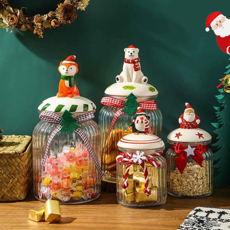 Pot en verre de rangement pour condiments. Glass Candy Jar Storage Dried Fruit  Snack.