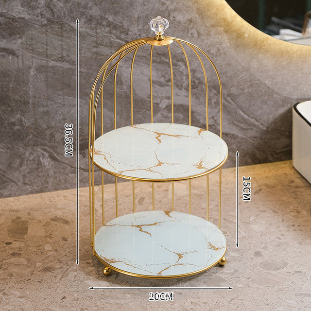 Storage cage for beauty products. Dressing table. Desktop jewelry, lipstick, skincare products. Iron bird cage. 