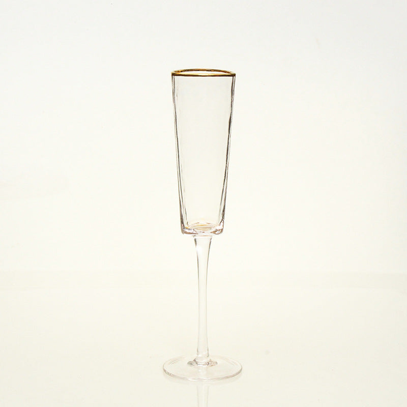Verre à vin ou champagne en crystal. Creative Hammer Pattern With Gold Edge Pink Gray Crystal Glass.
