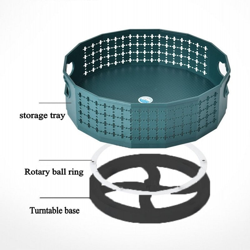 Support pour assaisonnement ou panier de fruits, rotatif 360°.    360 Rotatable Tray Kitchen Storage Rack Seasoning Spice