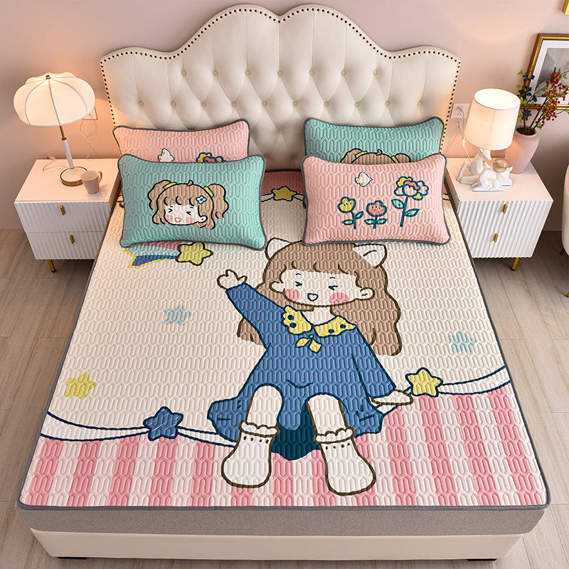 Parure de lit pour enfant 90x190cm. Bed Mattress Cover Silky Latex Pillowcase Set