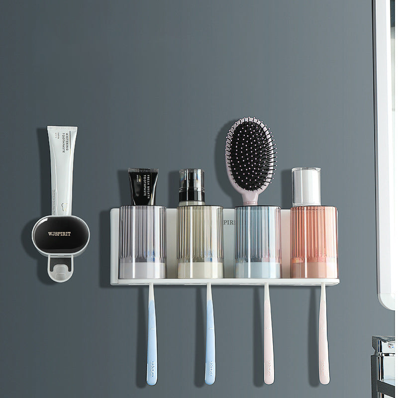 Support pour brosses à dents et dentifrice pour salle de bain. Toothpaste Dispenser Wall-Mounted automatic.