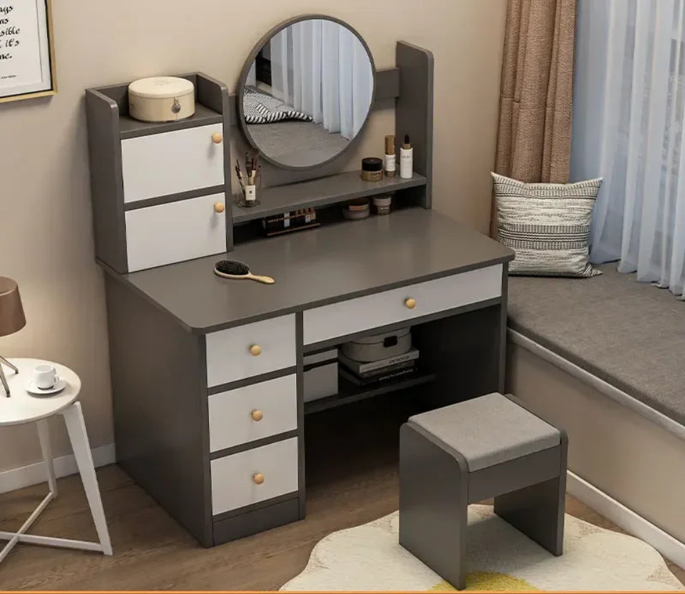 Coiffeuse avec miroir led et tiroirs de rangements pour chambre.