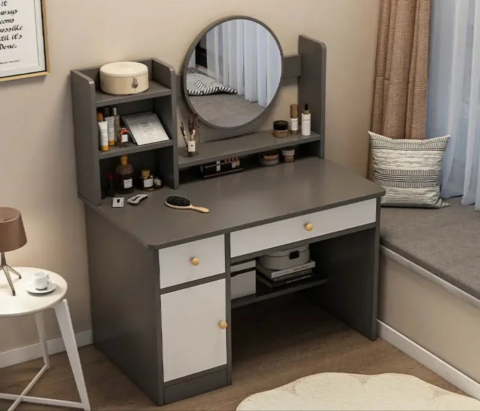 Coiffeuse avec miroir led et tiroirs de rangements pour chambre.