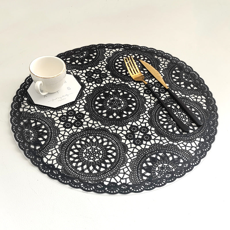 Round Lace Flower PVC Coaster Mat Placemats