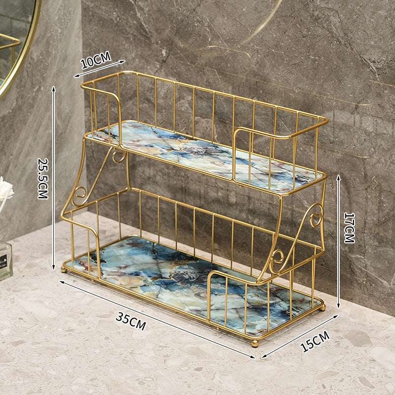 Étagère double niveaux en aluminium. Bathroom Shelves Shower Storage Basket Organizer.